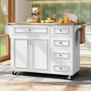 Isola da cucina 110x75x92 cm; con piano pieghevole; cassetti e ripiani; MDF bianco