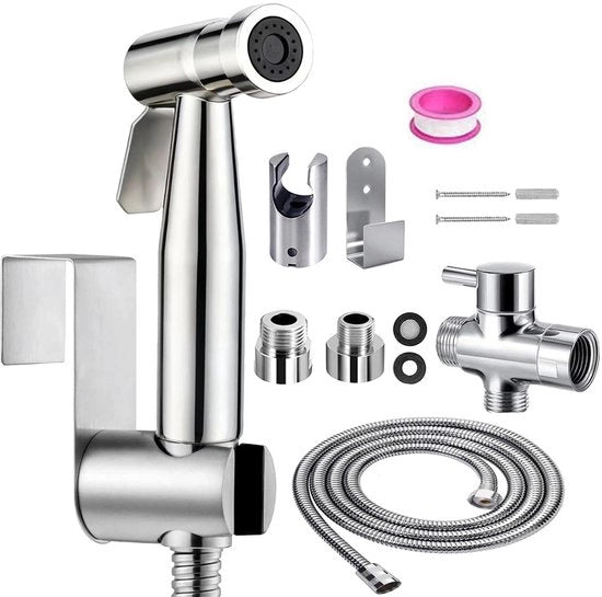 Set di bidet e doccia a mano in acciaio inossidabile premium, con valvola G1/2 pollici e getto di bidet G3/8", per doccia, bagno, igiene, carta igienica, pulizia del water