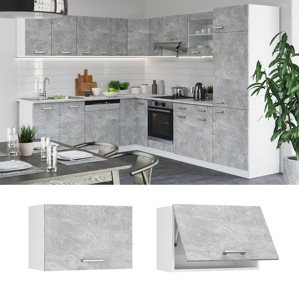 Pensile da cucina R-Line Calcestruzzo/Bianco 60 cm Piatto Vicco
