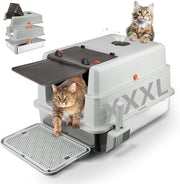 Cassetta per Gatti Extra Grande in Acciaio Inossidabile con Coperchio, 71 x 51 x 43 CM XXXL Cassetta per Gatti Chiusa in Metallo con Spazzola e Pedale, Controllo dell'Odore, Facile da Pulire (Grigio Chiaro)