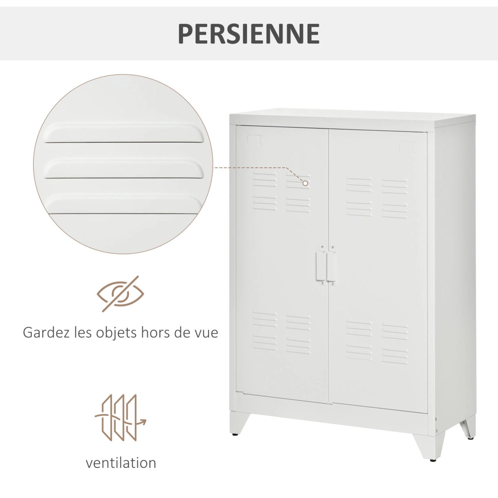 Armadio per ufficio 3 ripiani scorrevoli ¨C zephmum ¨C bianco 75x33x110 cm