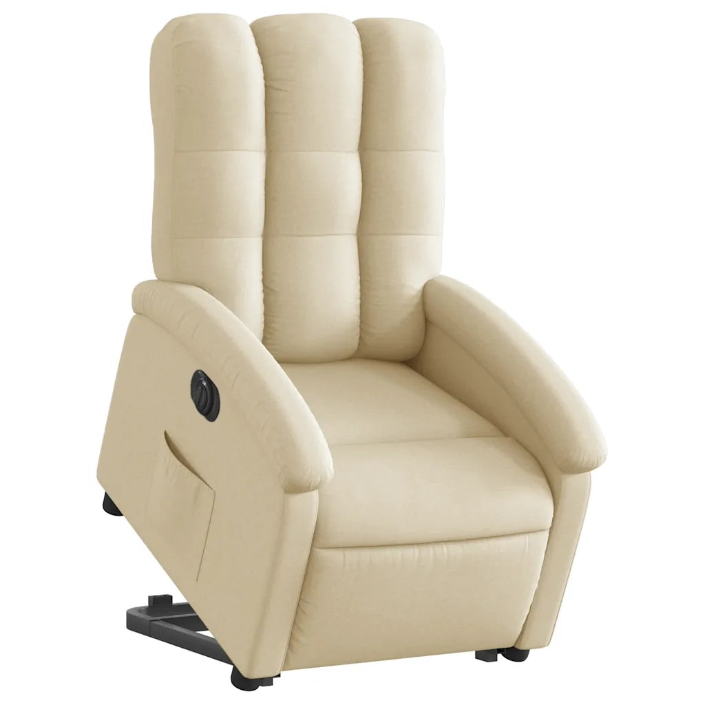 Poltrona Alzapersona Reclinabile Elettrica Crema in Tessuto 3204125