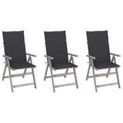 Sedie da Giardino Reclinabili 3 pz con Cuscini Massello Acacia cod mxl 20200