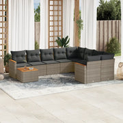 Set Divano da Giardino 10 pz con Cuscini Grigio in Polyrattan 3258721