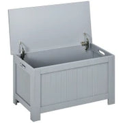 Baule Portaoggetti con Cerniere di Sicurezza, Cassapanca in Legno, Baule Porta Giocattoli, Coperchio Ribaltabile, Grigio