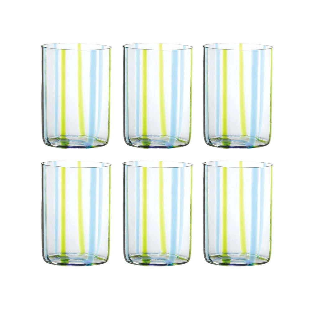 Bicchiere Tirache Zafferano in vetro borosilicato bicolore Acquamarina-verde box 6 pezzi