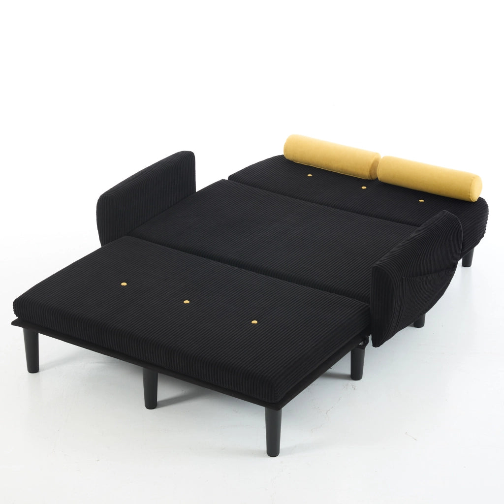 Divano Loveseat con Vano Contenitore ¨C MINIMAL ¨C Nero, Velluto a Coste