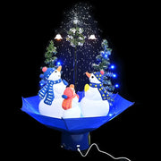 Albero di Natale con Nevicata e Base ad Ombrello Blu 75 cm PVC 289929