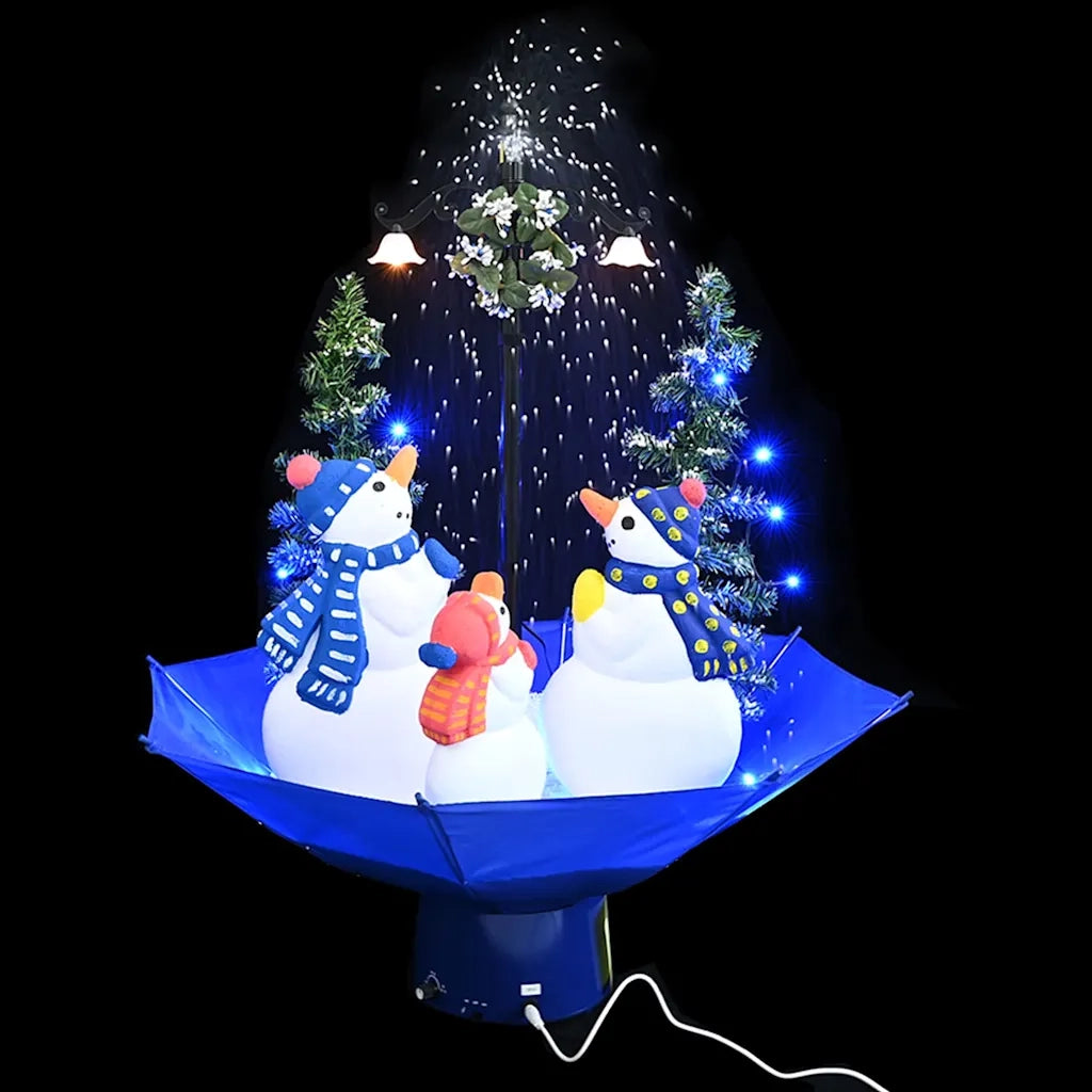 Albero di Natale con Nevicata e Base ad Ombrello Blu 75 cm PVC 289929
