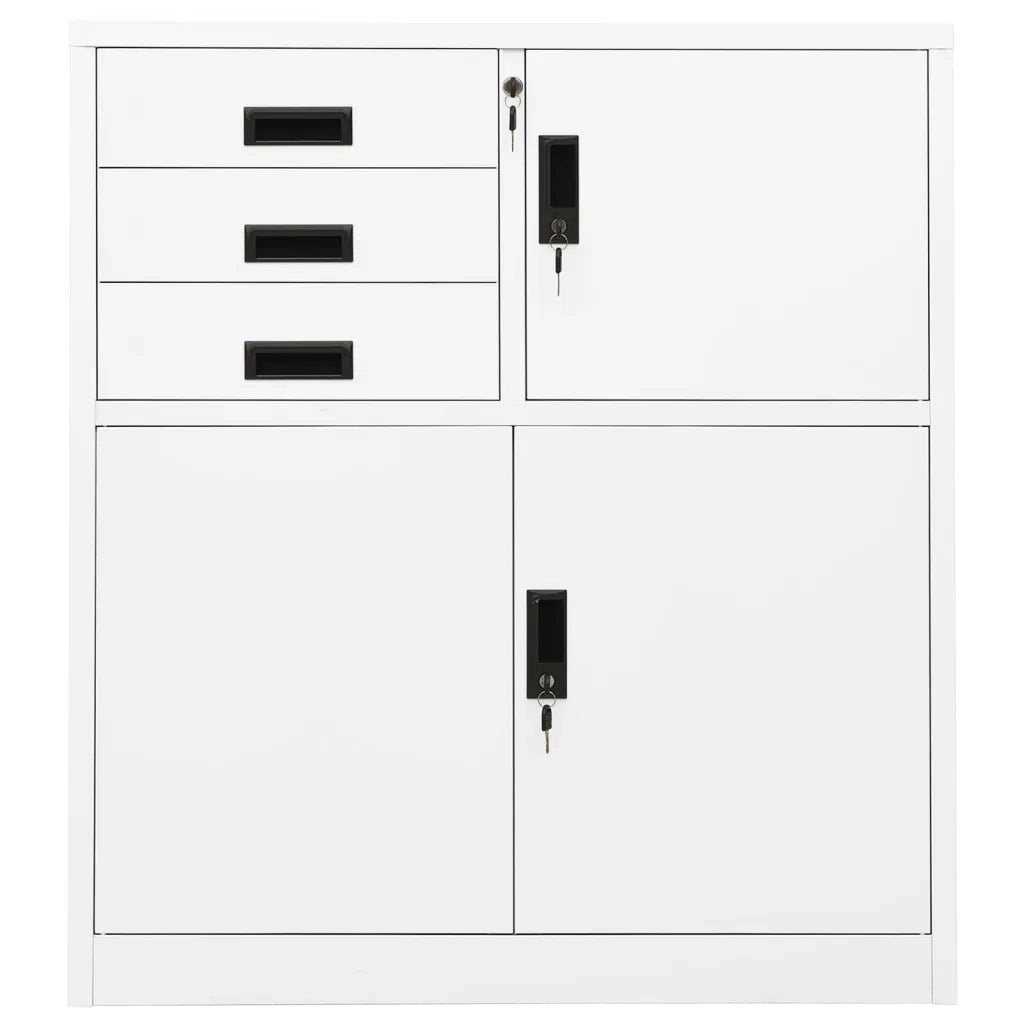 Armadio per Ufficio Bianco 90x40x102 cm in Acciaio