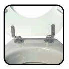 Sedile WC Universale in MDF Champagne con Cerniere Regolabili in Acciaio Inox