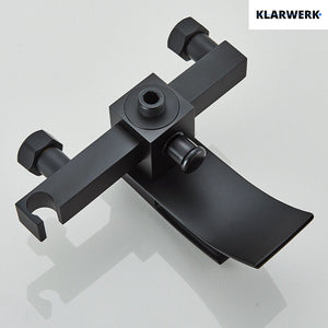 "ROSA" | Rubinetto per vasca da bagno a cascata Doccia nera|Acciaio inossidabile include doccetta e supporto|Set completo termostato vasca miscelatore