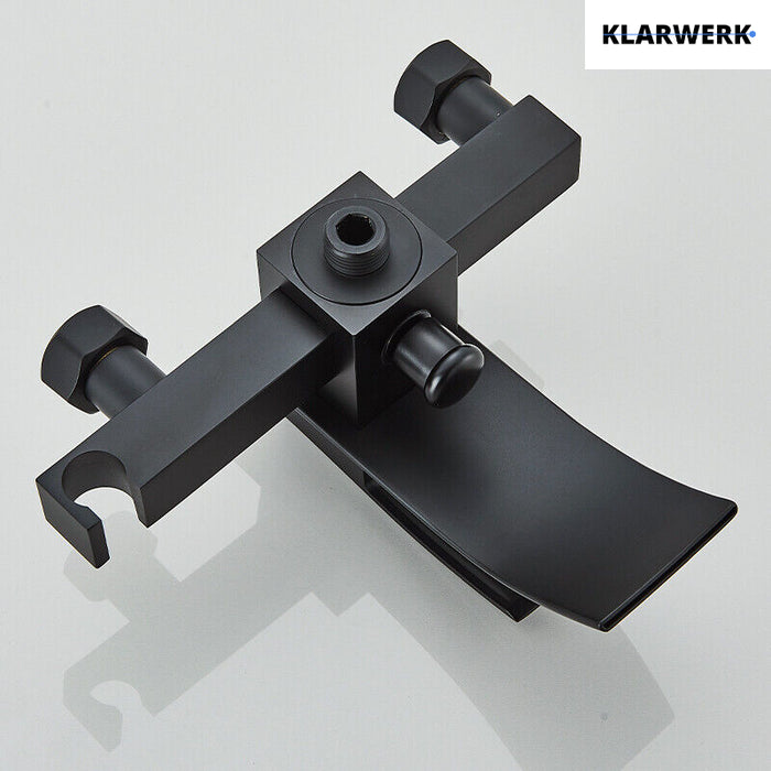 "ROSA" | Rubinetto per vasca da bagno a cascata Doccia nera|Acciaio inossidabile include doccetta e supporto|Set completo termostato vasca miscelatore