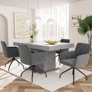 Set 4 Sedie da Pranzo Girevoli Imbottite ¨C MINIMAL ¨C Velluto Antracite, Gambe in Metallo