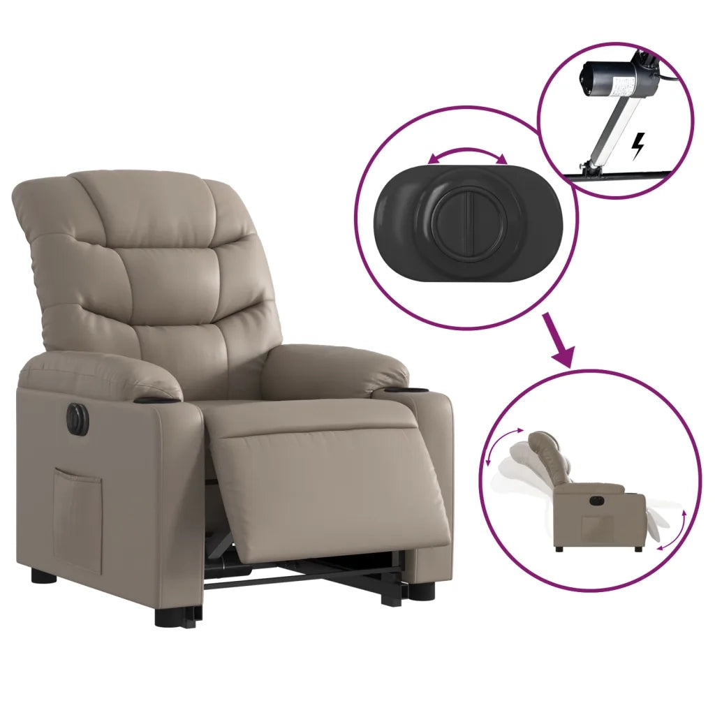 Poltrona Alzapersona Reclinante Elettrica Cappuccino Similpelle 3206619