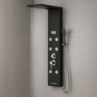 Colonna doccia york acciaio 4 funzioni display controllo temperatura 2 finiture *** finitura- nero, confezione 1