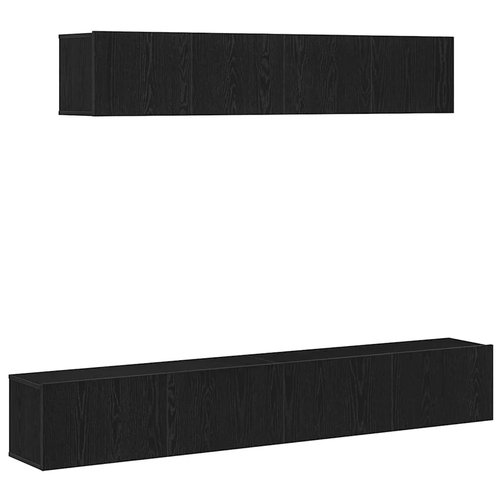 Set mobile TV 4 pcs Rovere Nero Legno ingegnerizzato 3333057