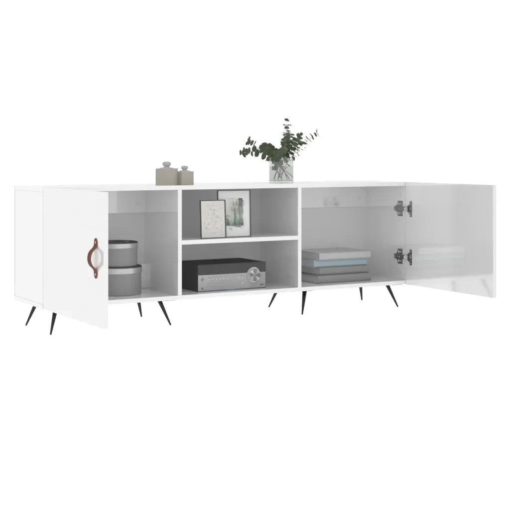 Mobile Porta TV Bianco Lucido 150x30x50 cm in Legno Multistrato 829070