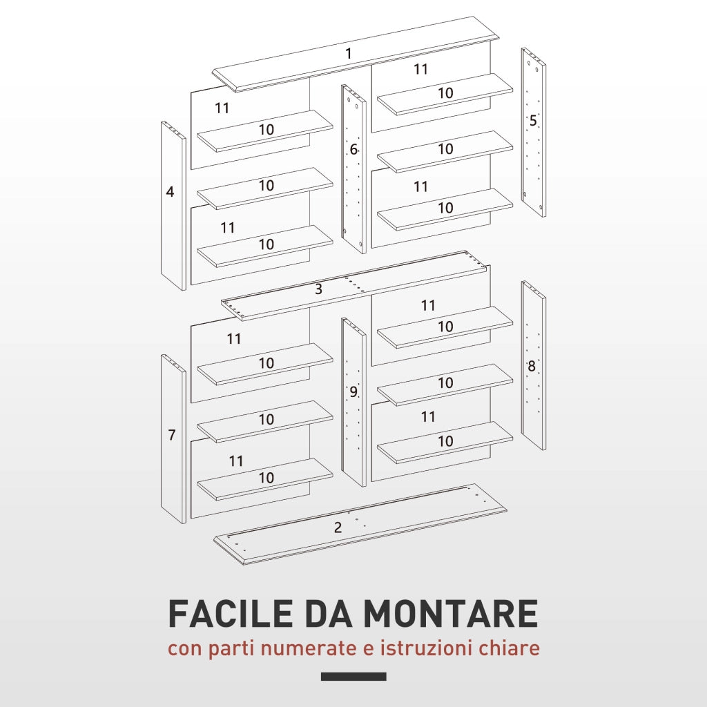 Libreria porta CD a 16 ripiani in legno ¨C zephmum ¨C 106.5x24x126.3 cm, nero