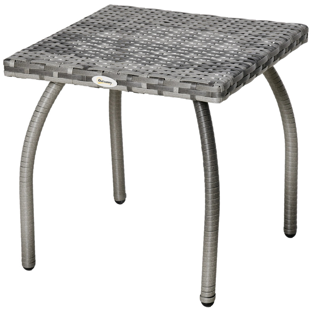 Tavolino in Rattan Sintetico da Esterno e Giardino Grigio