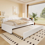 Daybett con funzione divano letto in velluto bianco 90x200 cm