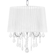 Lampada a Sospensione Lampadario in Cristallo Glam Bianco Grey Shade a 3 Luci