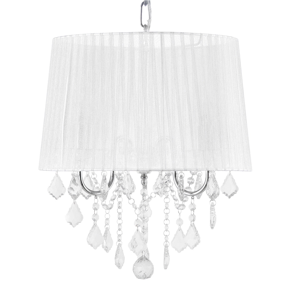 Lampada a Sospensione Lampadario in Cristallo Glam Bianco Grey Shade a 3 Luci