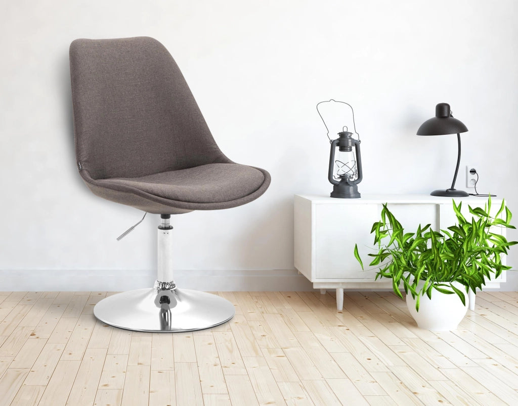 Sedia da pranzo MAVERICK in tessuto grigio scuro,cromo