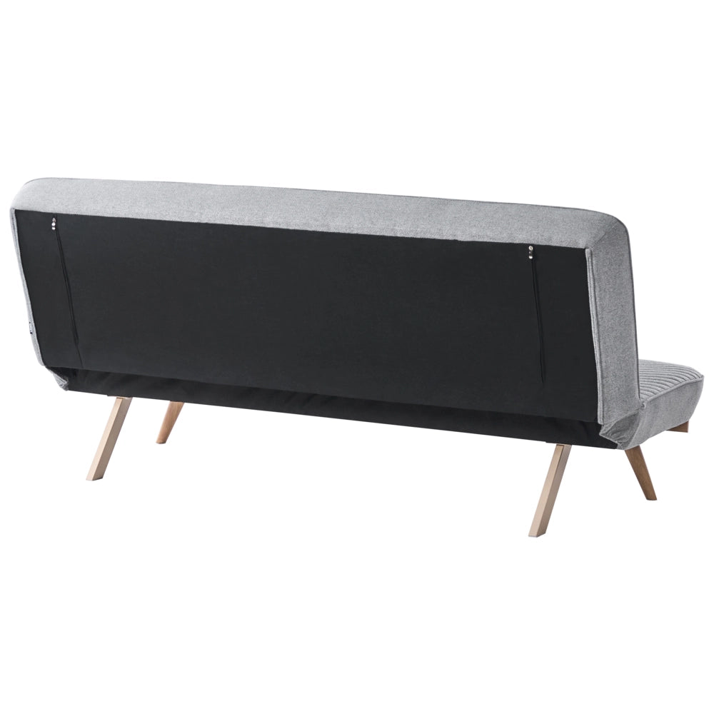 Divano letto Grigio Rivestimento in tessuto Gambe in metallo 2 posti Seduta con schienale imbottito Design moderno Senza braccioli
