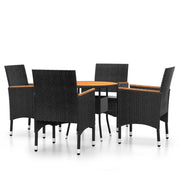 Set da pranzo da giardino in resina nera 5 pezzi in vimini 02_0014595