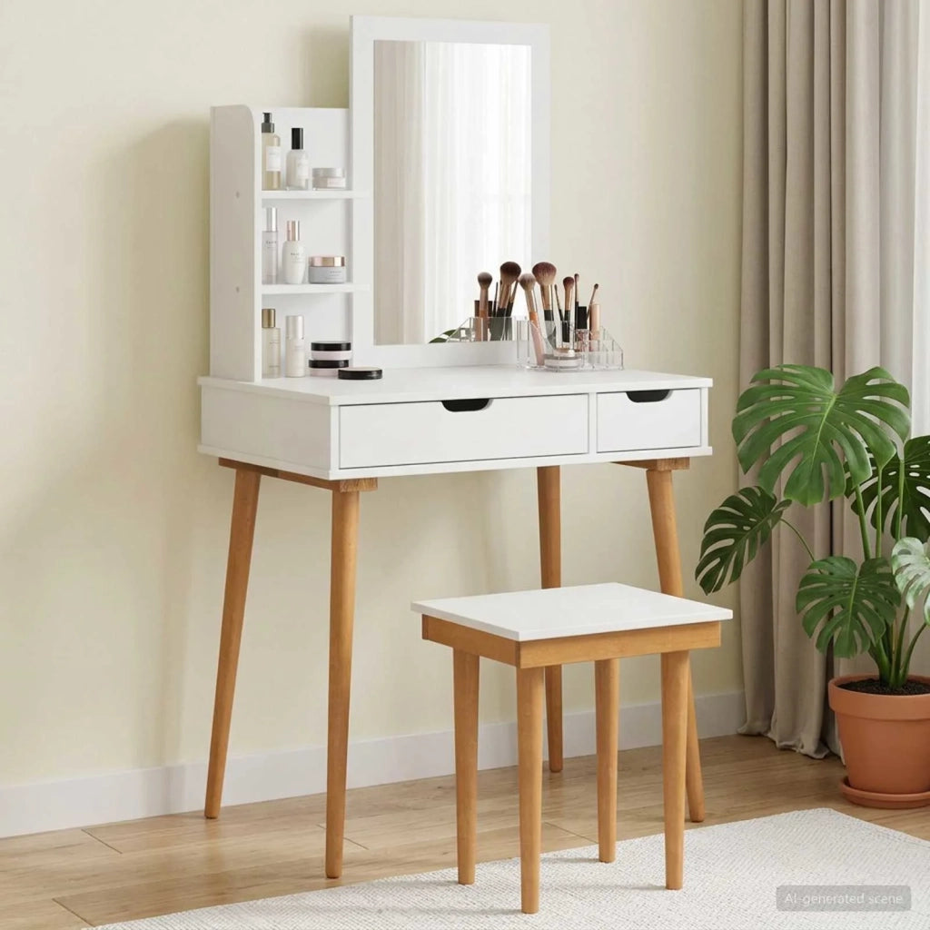 Set Tavolo da Trucco FAUSKE 4 pcs Bianco 76 x 50 x 143 cm 3438593
