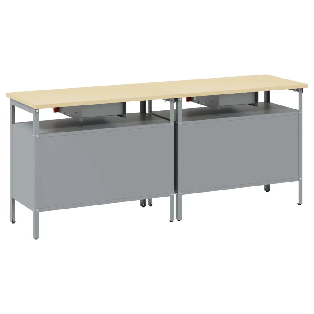Set banco da lavoro 2 pcs Rosso e Grigio 200 x 55 x 85 cm 3321389