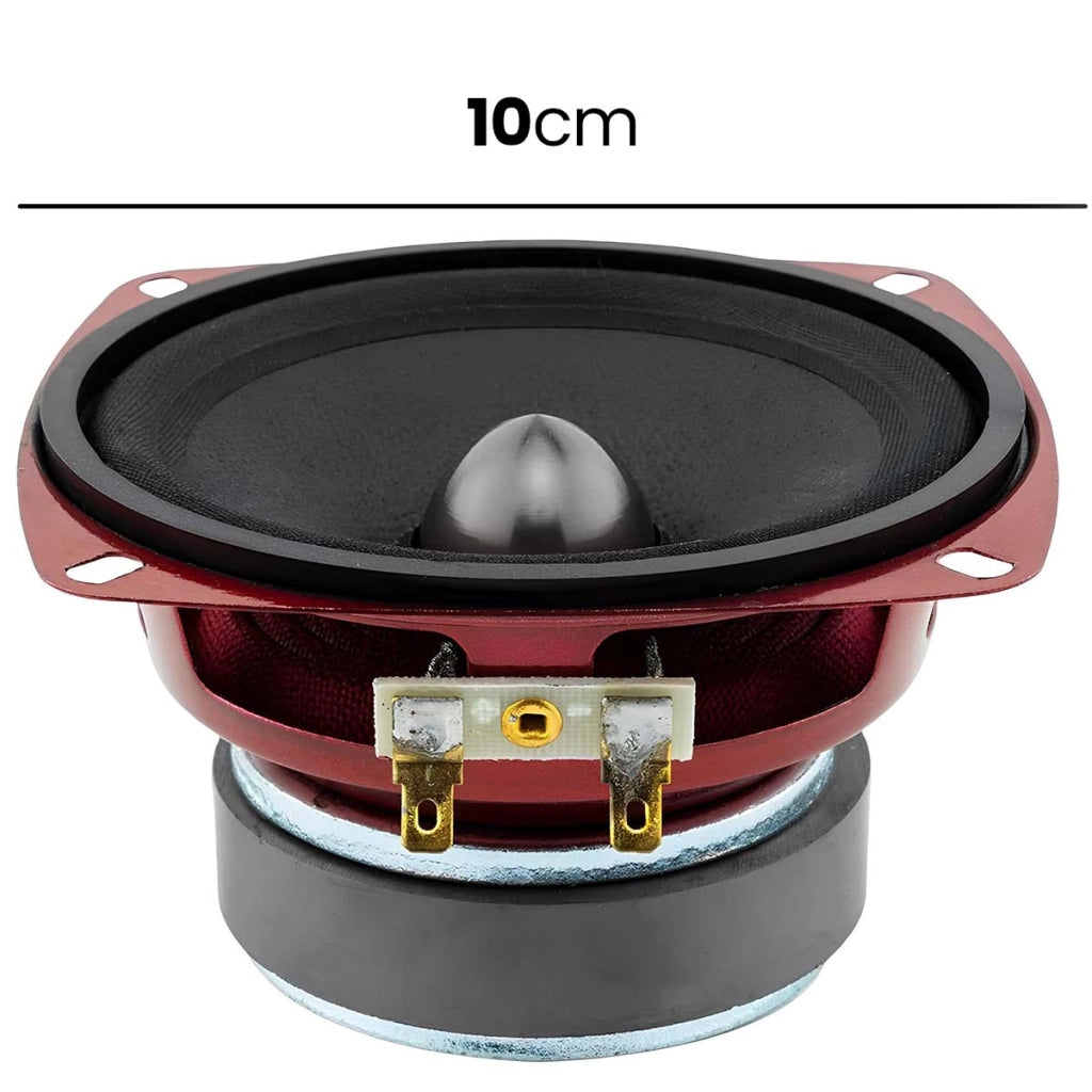 Altoparlante per auto 80W 90dB 10×10cm Profondità di incasso 5cm Rosso / Nero Avizar