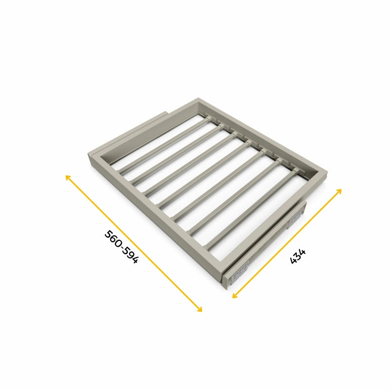 Kit di 7 aste portapantaloni e telaio a scorrimento con chiusura ammortizzata per armadi, regolabile, modulo 600 mm, t..