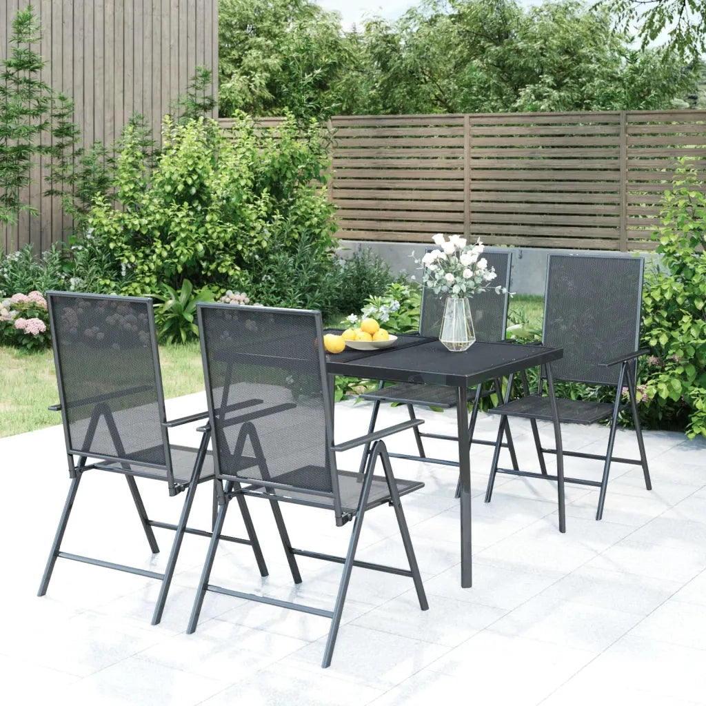 Set da Pranzo da Giardino 5 pz | Set Salotto da Giardino in Acciaio Antracite