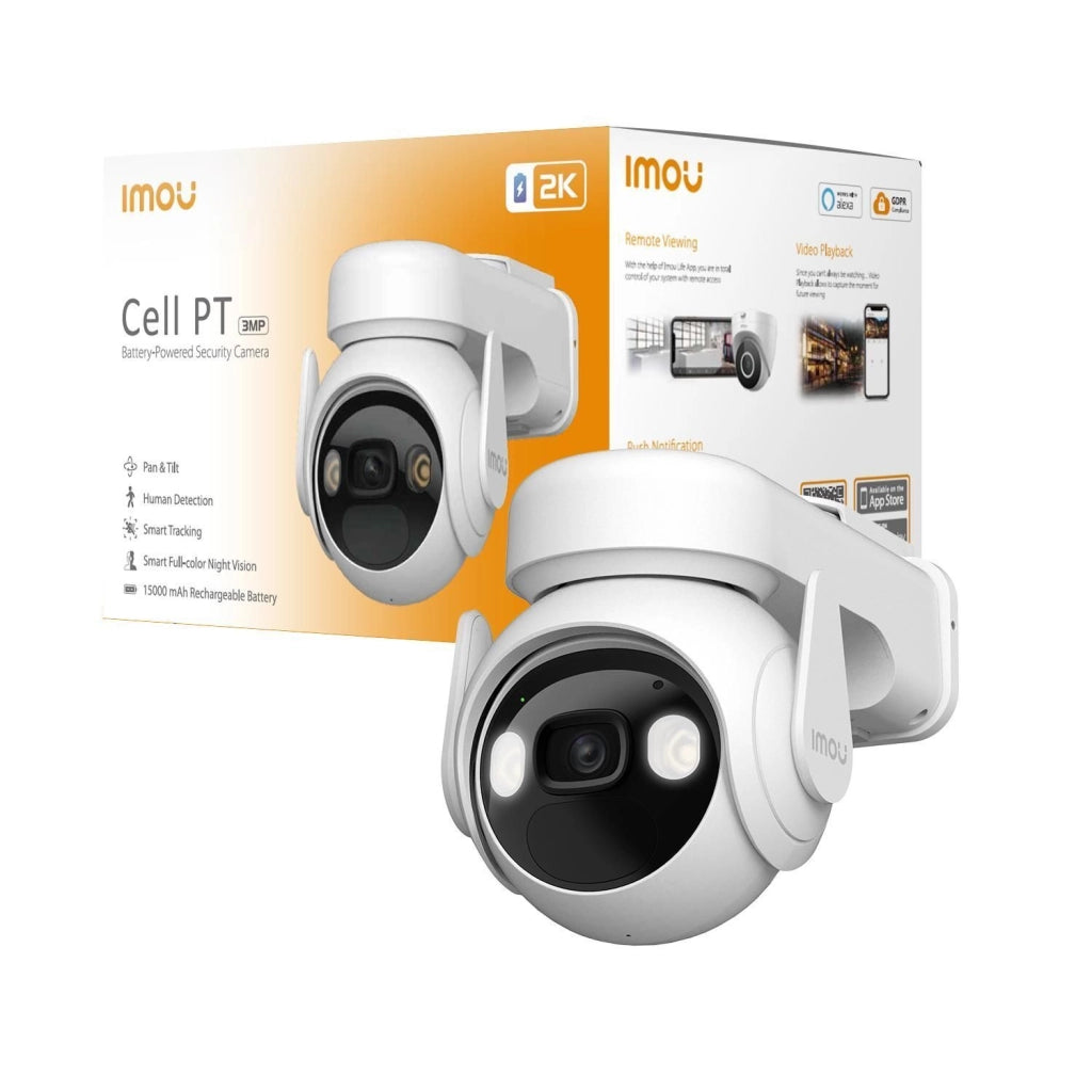 Imou Cell PT - Telecamera da Esterno a batteria con risoluzione 2K (3MP), Rilevamento Movimento/Umano, Visione Notturna a Colori, Audio Bidirezionale, IP66