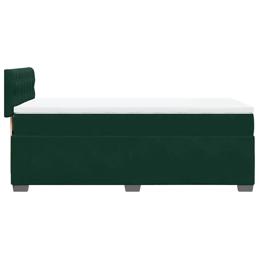Giroletto a Molle con Materasso Verde Scuro 90x190 cm Velluto