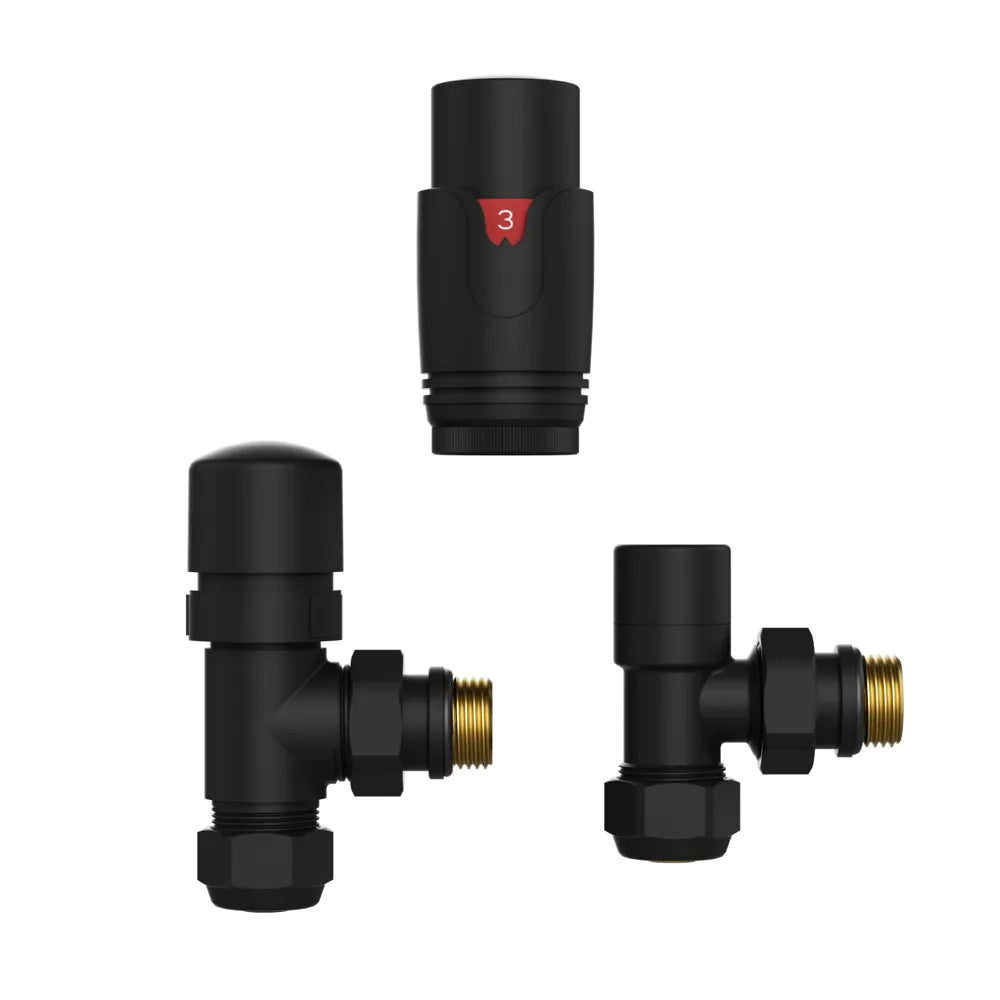 Coppia valvole termostatiche in ottone 16mm 1/2" nero opaco