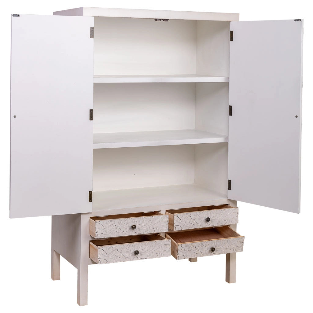 Armadio in legno con 4 cassetti e 2 porte 100x45x160