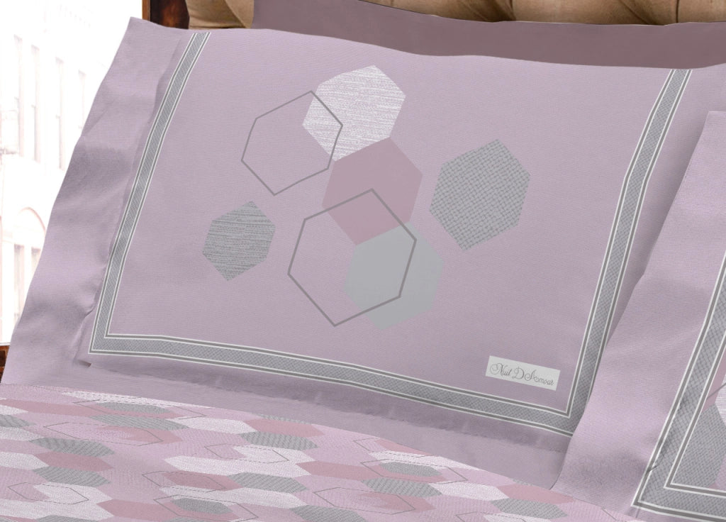 Completo Lenzuola Letto Calda Flanella 100% Cotone Disegno Bologna - Piazza E Mezza - Rosa