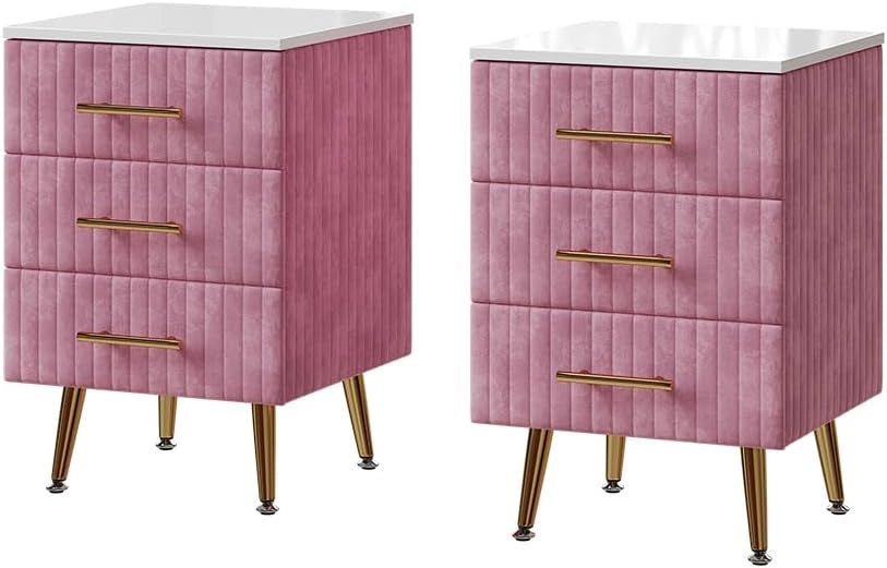 Comodino Velia, rosa, 41 x 62 cm Set di 2