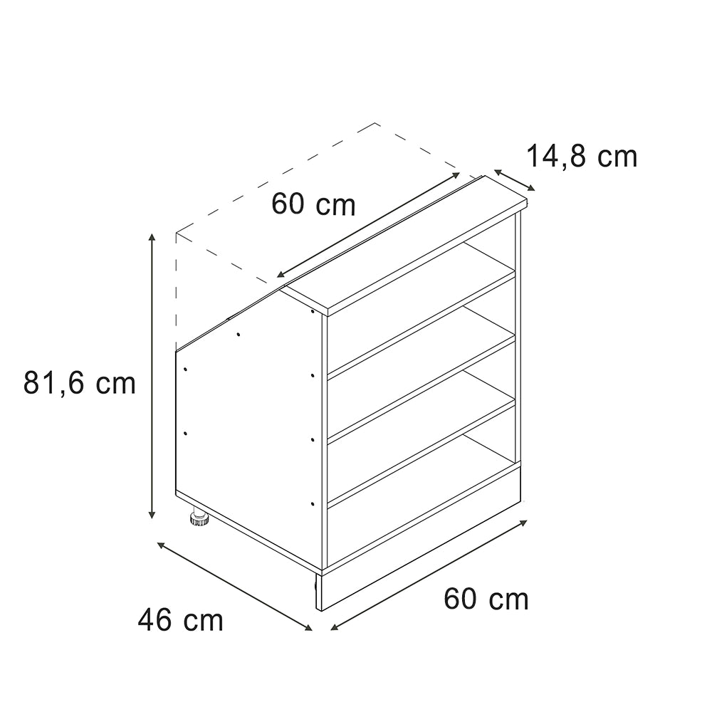 Vicco Mobile sottotetto Antracite 60 x 81.6 cm con 4 scomparti