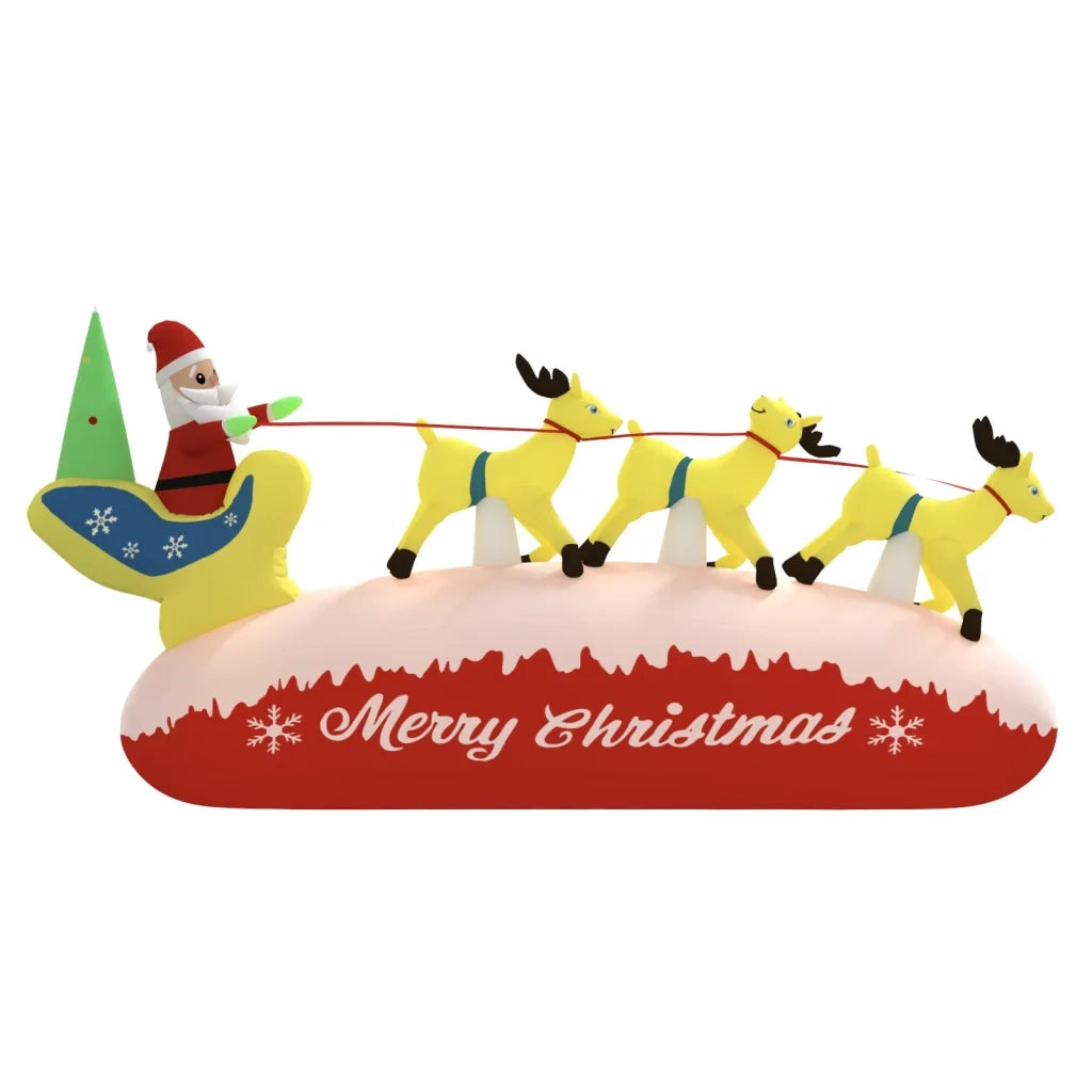 Decorazione Natalizia Babbo Natale e Renne Gonfiabili LED 145cm 345327
