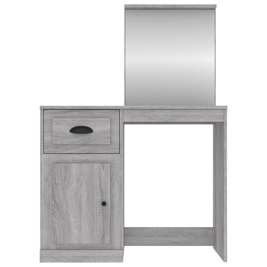 Toeletta | Tavolo da Trucco Specchio Grigio Sonoma 90x50x132,5cm Legno Multistrato