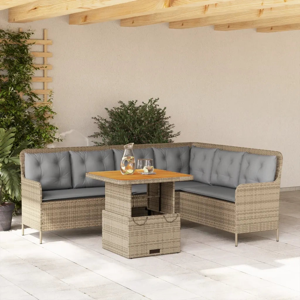 Set Divani da Giardino 2 pz con Cuscini Beige in Polyrattan