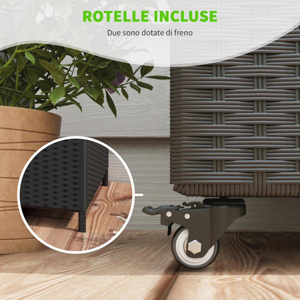 Baule da Giardino in Rattan PE con Ruote ¨C zephmum ¨C 121x57x67cm, Nero