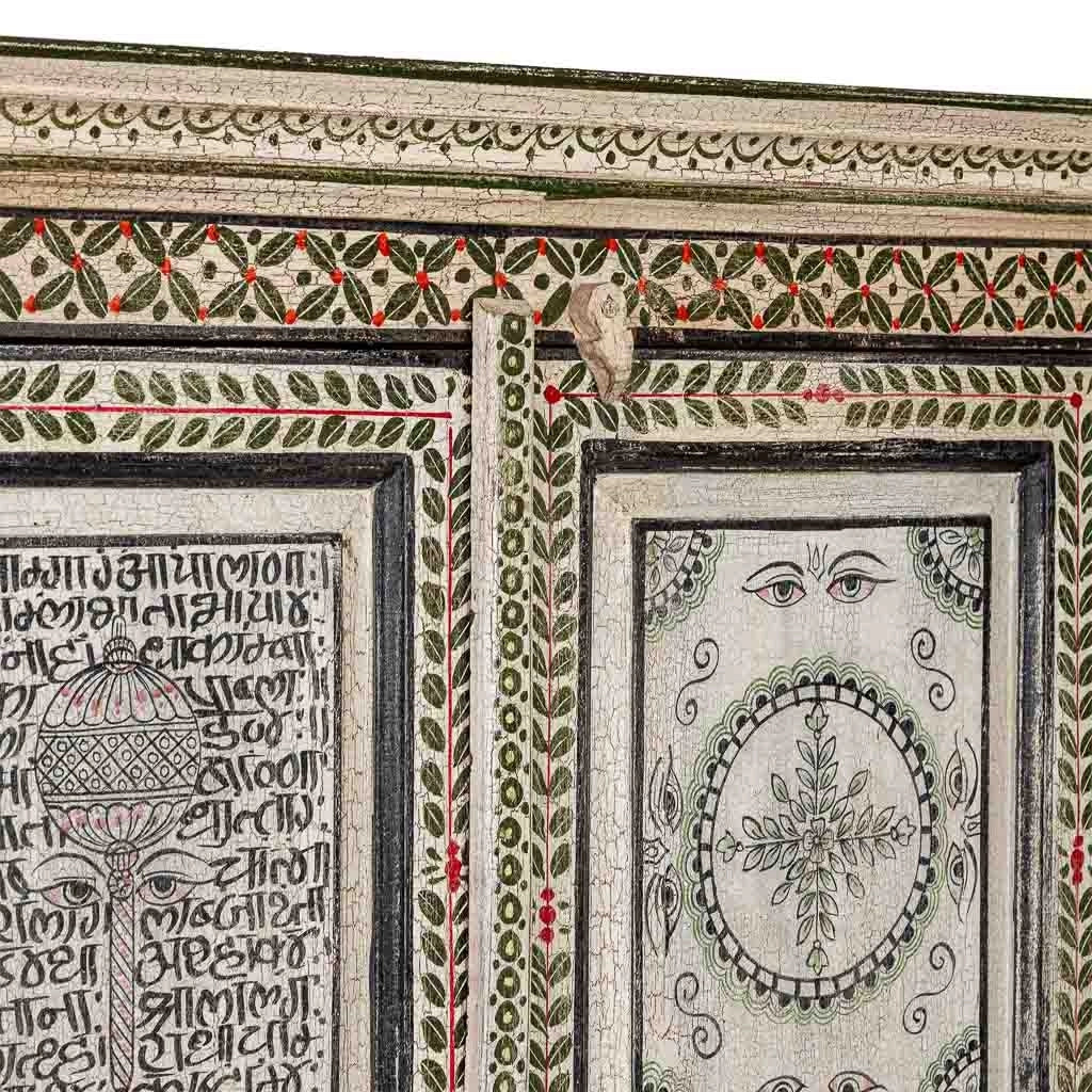 Armadio in legno verde dipinto a mano 92x42x183 cm