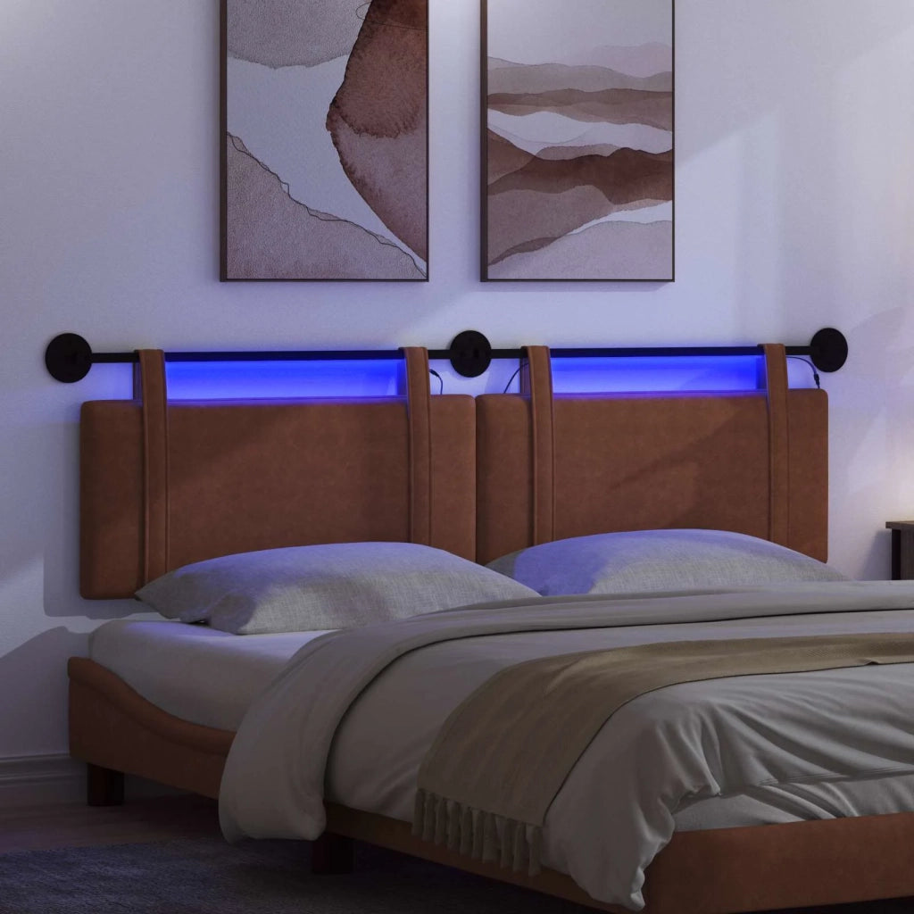 Testiera sospesa Con luce LED Marrone PU Antico 3423980
