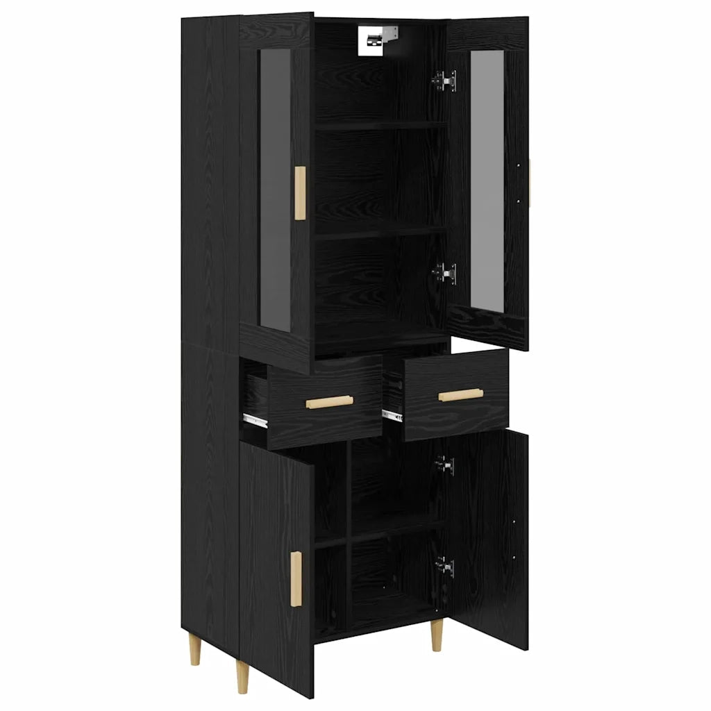 Credenza Rovere Nero 69,5 x 34 x 180 cm Legno multistrato