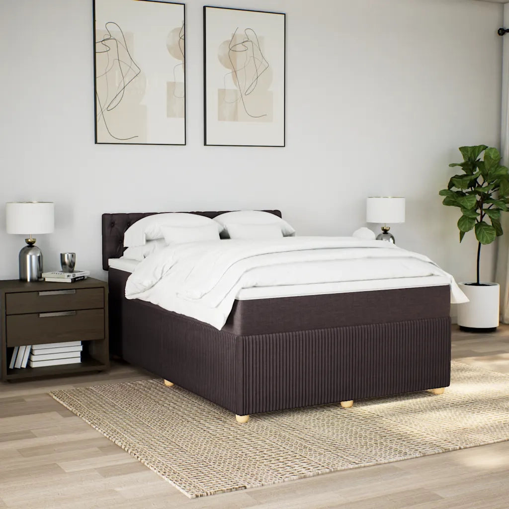 Giroletto a Molle con Materasso Marrone Scuro 140x190cm Tessuto